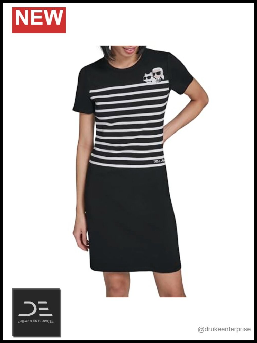 Karl Lagerfeld Short Sleeve Crew Neck Logo T-Shirt Dress Casual